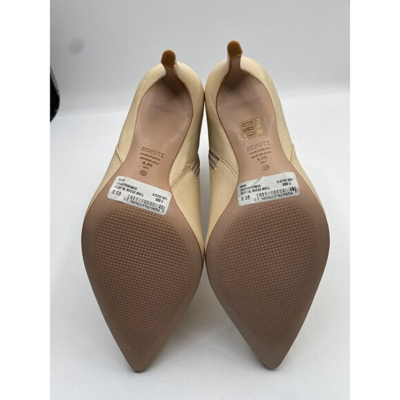 Schutz Women's White Mikki High Stiletto Leather Heel Pointed Toe Booties NWB - Picture 5 of 6